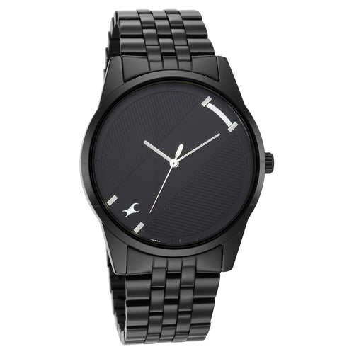 Fastrack Stunners Quartz Analog Black Dial Metal Strap Watch for Guys NT3277NM01