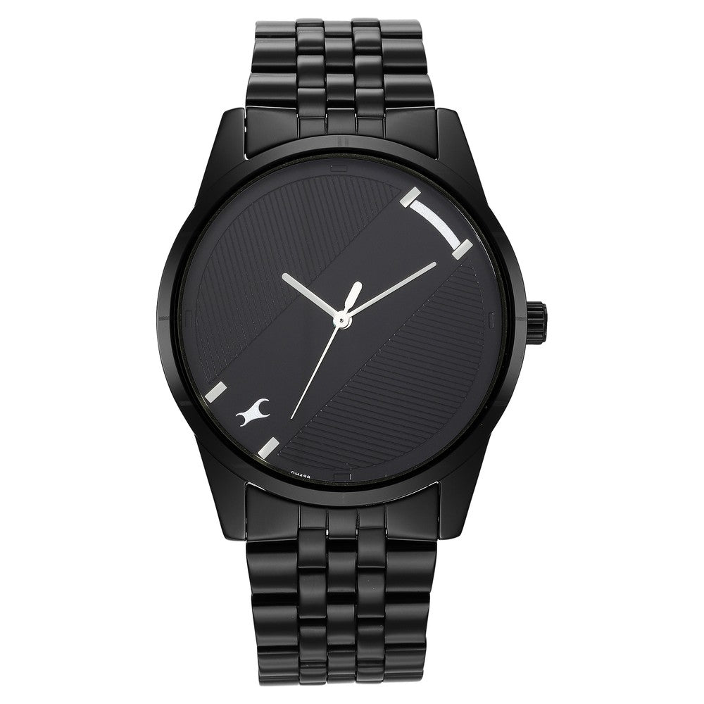 Fastrack Stunners Quartz Analog Black Dial Metal Strap Watch for Guys NT3277NM01