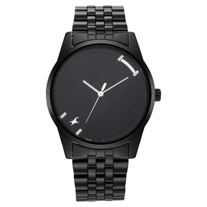 Fastrack Stunners Quartz Analog Black Dial Metal Strap Watch for Guys NT3277NM01