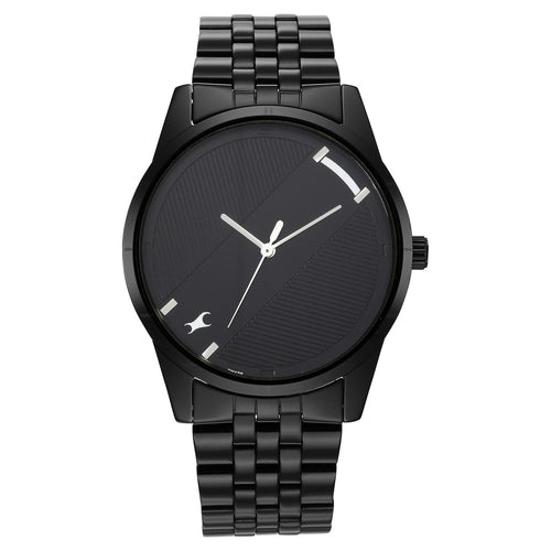 Fastrack Stunners Quartz Analog Black Dial Metal Strap Watch for Guys NT3277NM01