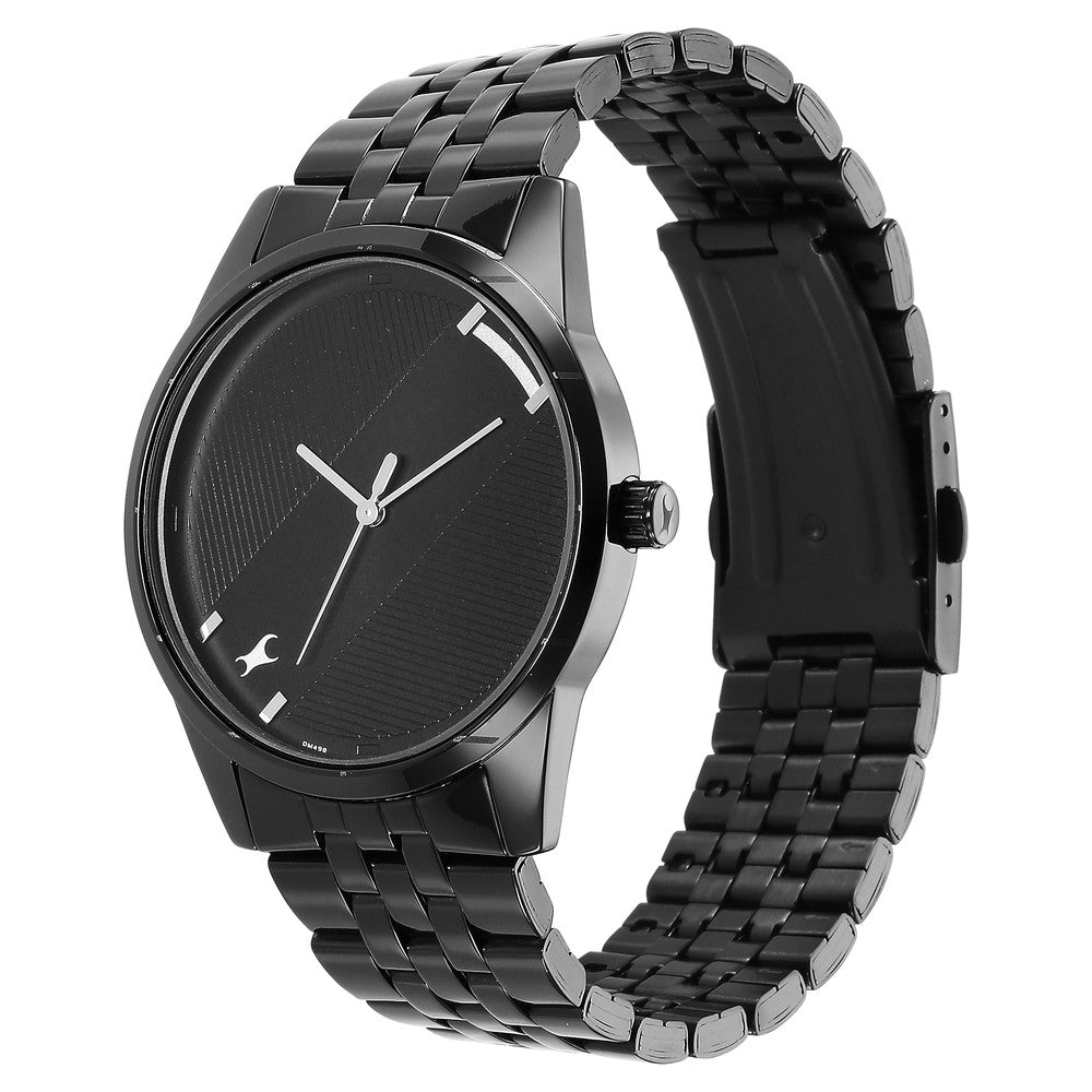 Fastrack Stunners Quartz Analog Black Dial Metal Strap Watch for Guys NT3277NM01