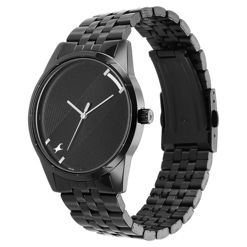 Fastrack Stunners Quartz Analog Black Dial Metal Strap Watch for Guys NT3277NM01