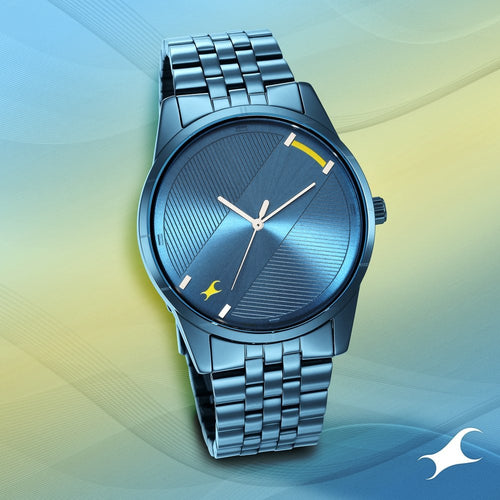 Fastrack Stunners Quartz Analog Blue Dial Metal Strap Watch for Guys NR3277QM01