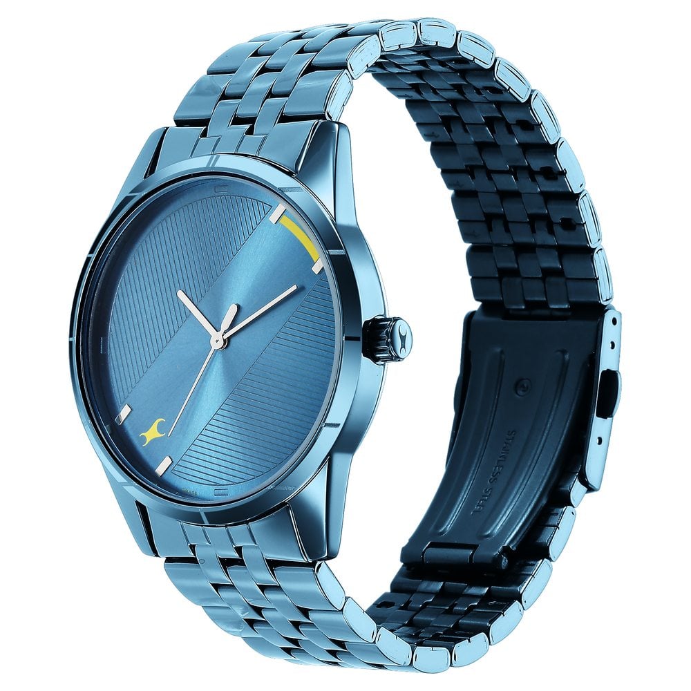 Fastrack Stunners Quartz Analog Blue Dial Metal Strap Watch for Guys NT3277QM01