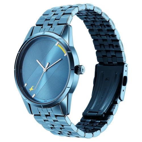 Fastrack Stunners Quartz Analog Blue Dial Metal Strap Watch for Guys NT3277QM01