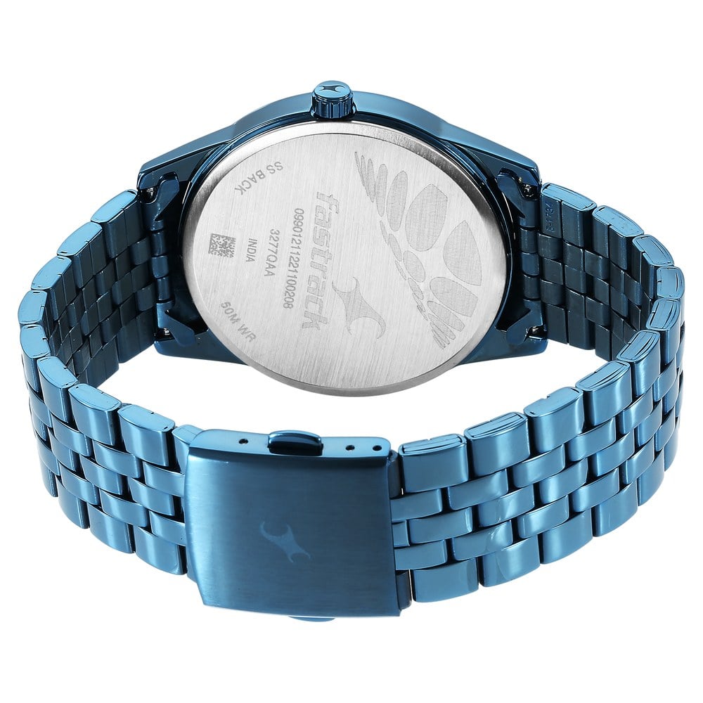 Fastrack Stunners Quartz Analog Blue Dial Metal Strap Watch for Guys NT3277QM01