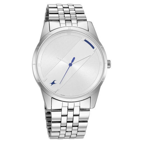 Fastrack Stunners Quartz Analog Silver Dial Metal Strap Watch for Guys NR3277SM01