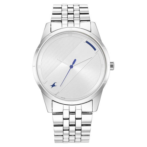 Fastrack Stunners Quartz Analog Silver Dial Metal Strap Watch for Guys NR3277SM01