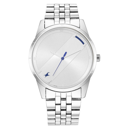 Fastrack Stunners Quartz Analog Silver Dial Metal Strap Watch for Guys NR3277SM01
