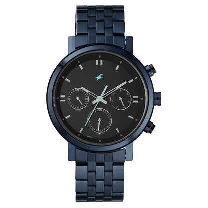 Fastrack Tick Tock Quartz Analog Black dial Metal Strap Watch for Guys 3287KM04