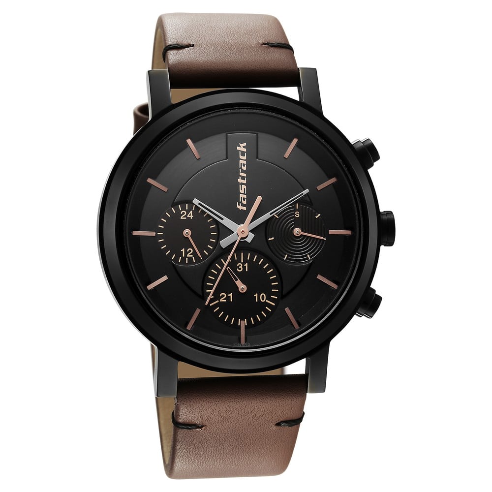 Fastrack Tick Tock Black Dial Watch for Guys 3287NL01