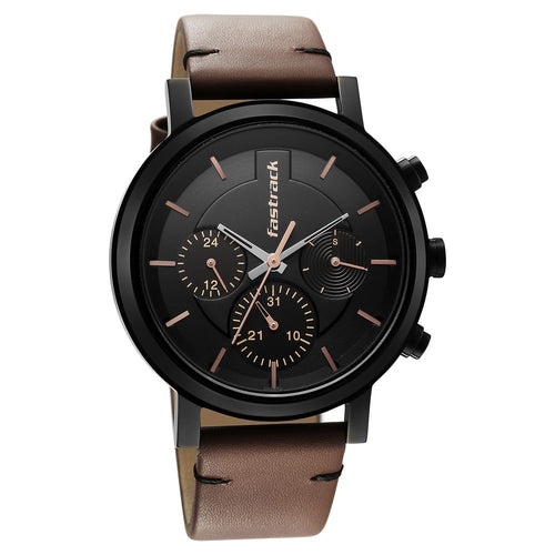Fastrack Tick Tock Black Dial Watch for Guys 3287NL01