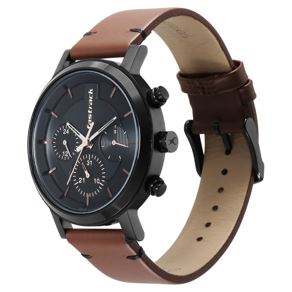 Fastrack Tick Tock Black Dial Watch for Guys 3287NL01