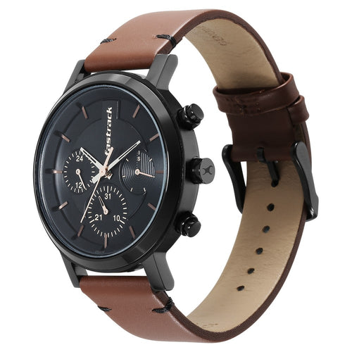 Fastrack Tick Tock Black Dial Watch for Guys 3287NL01