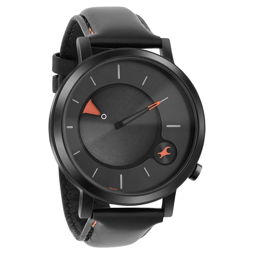 Fastrack MetaWe Quartz Analog Black Dial Leather Strap Watch For Guys 3287NL02
