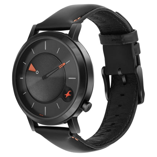 Fastrack MetaWe Quartz Analog Black Dial Leather Strap Watch For Guys 3287NL02