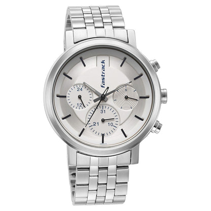 Fastrack Tick Tock White Dial Watch for Guys NT3287SM01