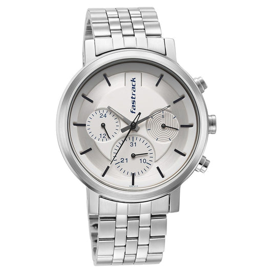 Fastrack Tick Tock White Dial Watch for Guys NT3287SM01