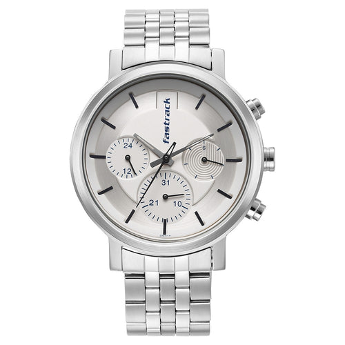 Fastrack Tick Tock White Dial Watch for Guys NS3287SM01