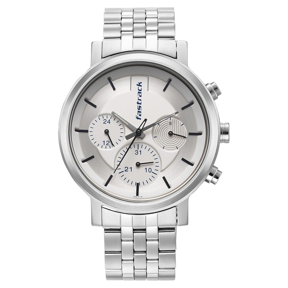 Fastrack Tick Tock White Dial Watch for Guys NT3287SM01