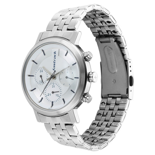 Fastrack Tick Tock White Dial Watch for Guys NS3287SM01