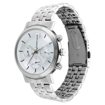 Fastrack Tick Tock White Dial Watch for Guys NT3287SM01