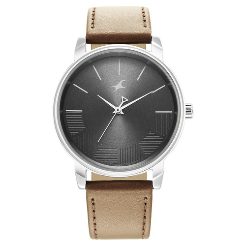 Fastrack Stunners Quartz Analog Grey Dial Brown Leather Strap Watch For Guys NU3291SL01