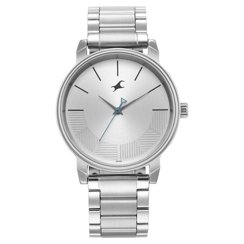 Fastrack Stunners Quartz Analog Silver Dial Metal Strap Watch for Guys NT3291SM02
