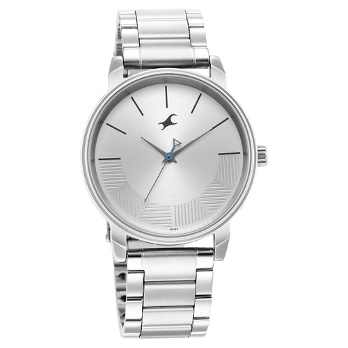 Fastrack Stunners Quartz Analog Silver Dial Metal Strap Watch for Guys NT3291SM02