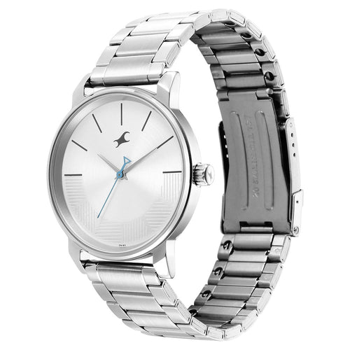 Fastrack Stunners Quartz Analog Silver Dial Metal Strap Watch for Guys NT3291SM02