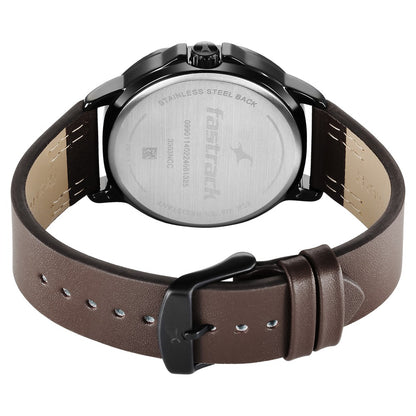 Fastrack Fleek Quartz Multifunction Green Dial Leather Strap Watch for Guys NT3303NL01