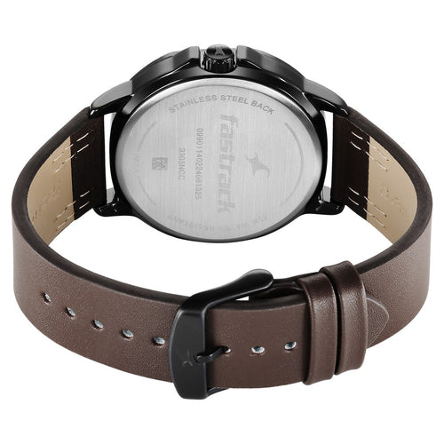 Fastrack Fleek Quartz Multifunction Green Dial Leather Strap Watch for Guys NT3303NL01