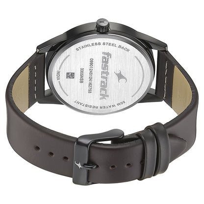 Fastrack Stunners Quartz Analog Green Dial Leather Strap Watch for Guys NT3305NL01