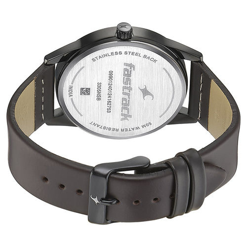 Fastrack Stunners Quartz Analog Green Dial Leather Strap Watch for Guys NT3305NL01
