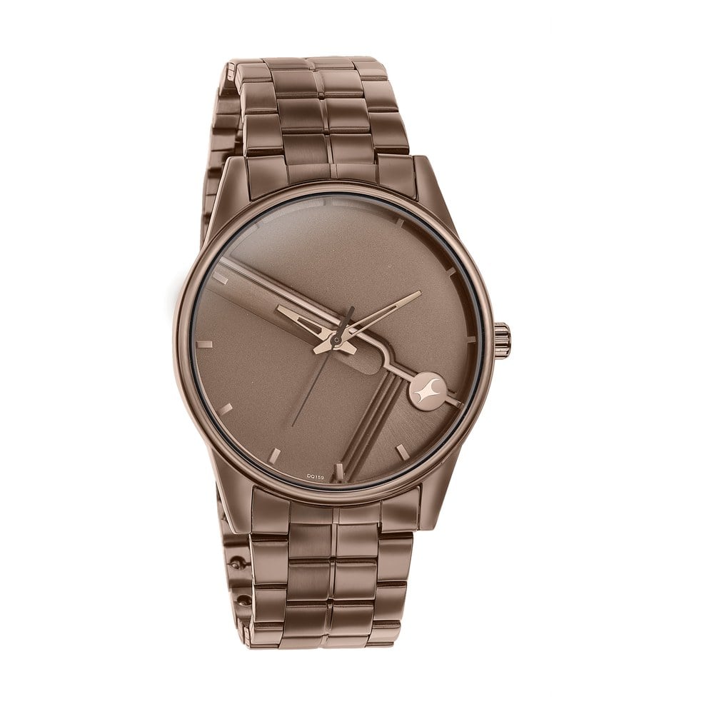 Fastrack Stunners Quartz Analog Brown Dial Stainless Steel Strap Watch for Guys 3305QM01