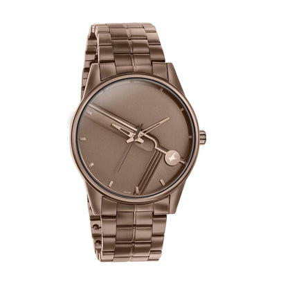 Fastrack Stunners Quartz Analog Brown Dial Stainless Steel Strap Watch for Guys 3305QM01
