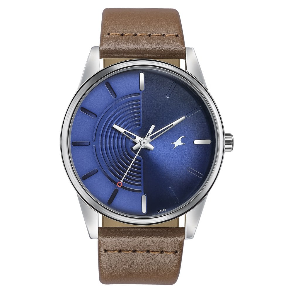 Fastrack Stunners Quartz Analog Blue Dial Leather Strap Watch for Guys NT3305SL01