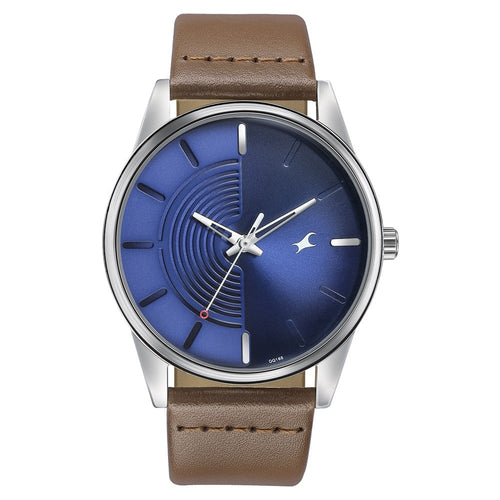 Fastrack Stunners Quartz Analog Blue Dial Leather Strap Watch for Guys NT3305SL01