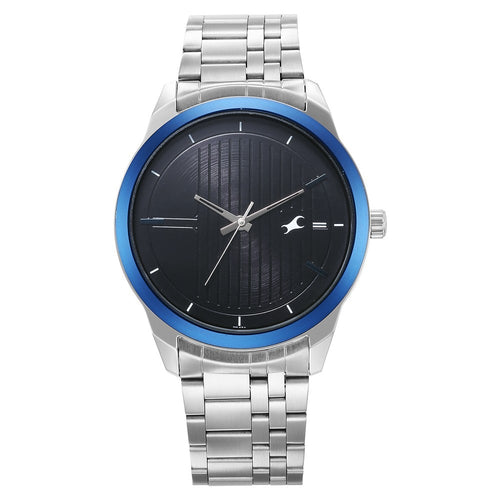 Fastrack Stunners Quartz Analog Black Dial Silver Stainless Steel Strap Watch For Guys NU3308KM02