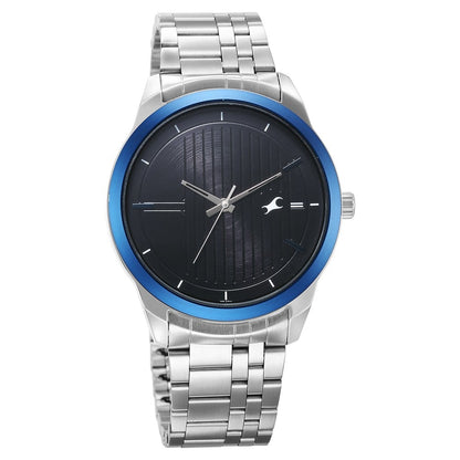 Fastrack Stunners Quartz Analog Black Dial Silver Stainless Steel Strap Watch For Guys NU3308KM02