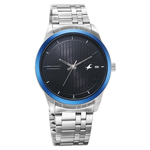 Fastrack Stunners Quartz Analog Black Dial Silver Stainless Steel Strap Watch For Guys NU3308KM02