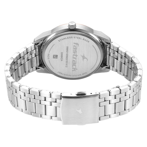 Fastrack Stunners Quartz Analog Green Dial Metal Strap Watch for Guys NT3308KM03