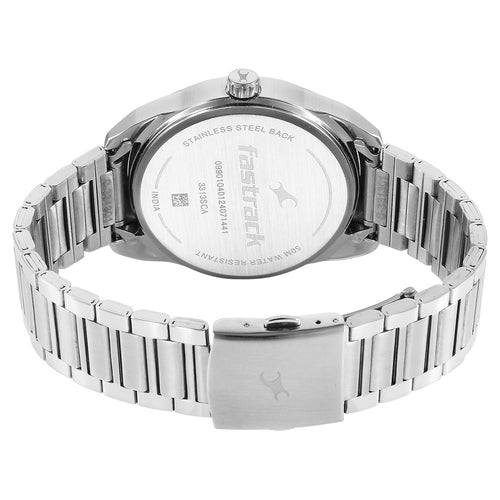 Fastrack Fleek Quartz Analog with Day and Date Black Dial Stainless Steel Strap Watch For Guys NT3313SM01