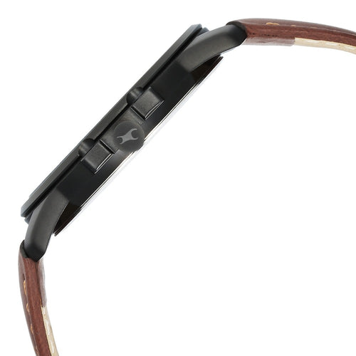 Fastrack Pulse Quartz Analog Black Dial With Tan Leather Strap Watch for Guys NU3314NL01F