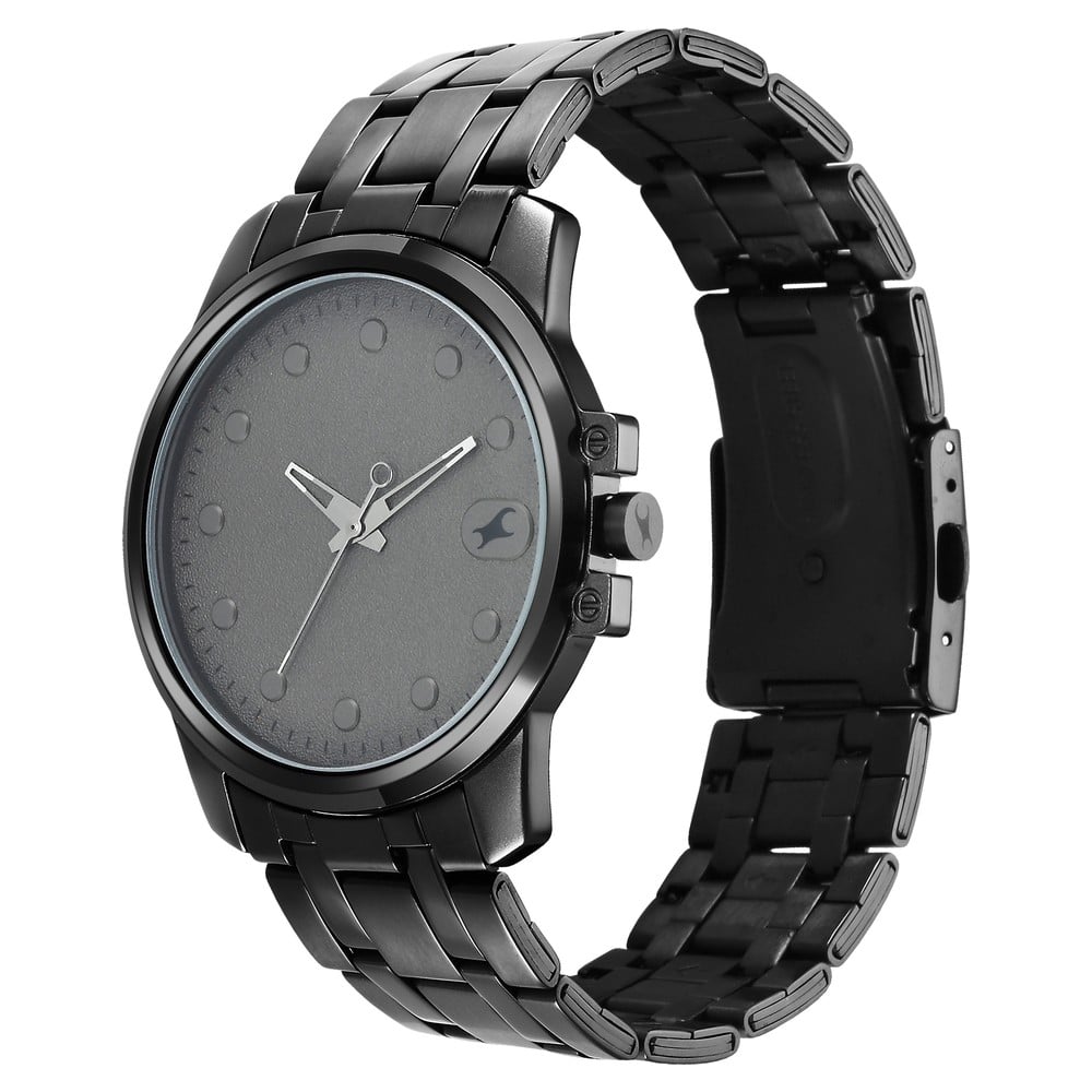 Fastrack Pulse Quartz Analog Anthracite Dial With Black Stainless steel Strap Watch for Guys NU3314NM01F