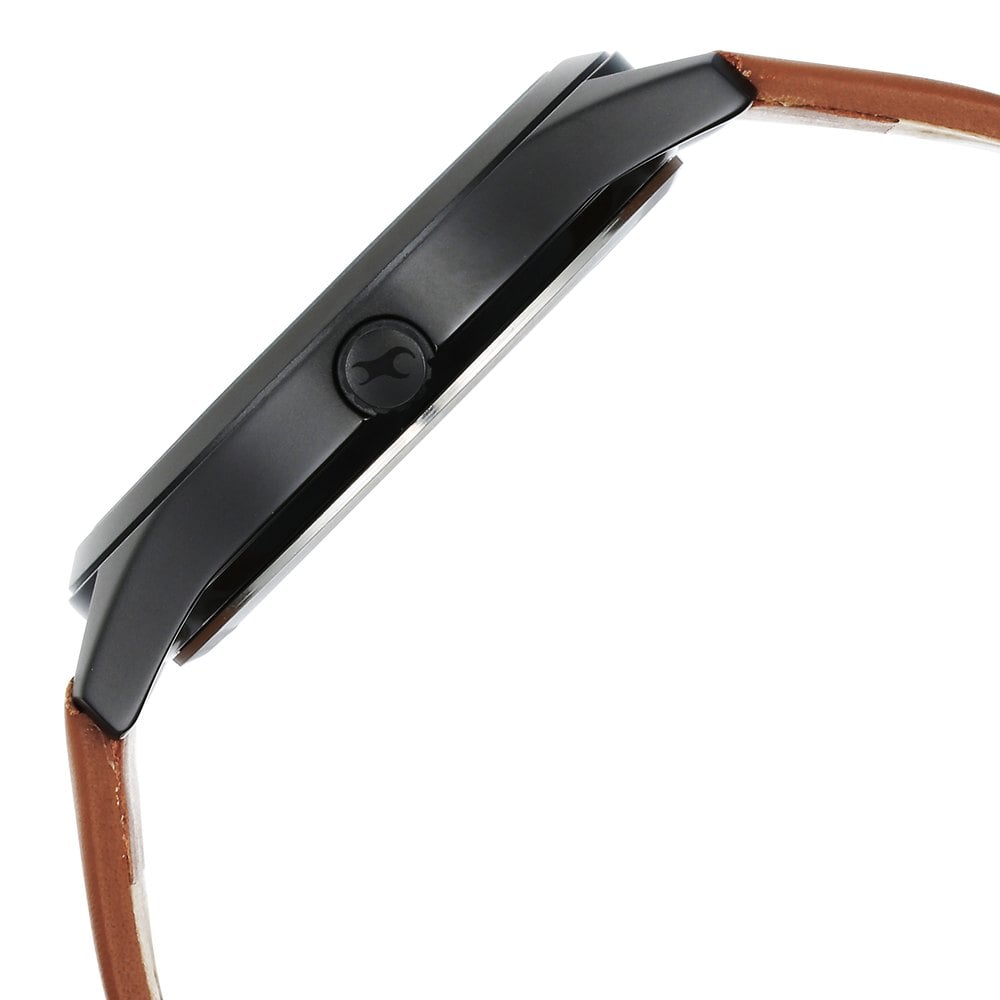 Fastrack Stunners Quartz Analog Black Dial Brown Leather Strap Watch For Guys NU3317NL02