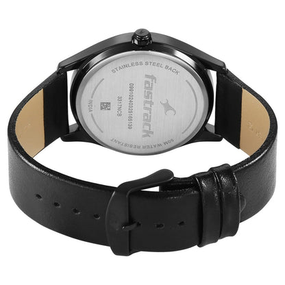 Fastrack Groove Quartz Analog Green Dial Black Leather Strap Watch For Guys NU3317NL03