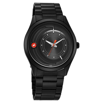 Fastrack Groove Quartz Analog Black Dial Black Stainless Steel Strap Watch For Guys NU3317NM02