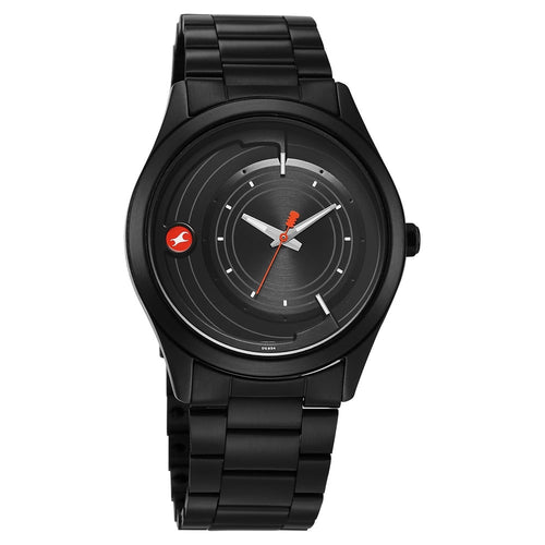 Fastrack Groove Quartz Analog Black Dial Black Stainless Steel Strap Watch For Guys NU3317NM02