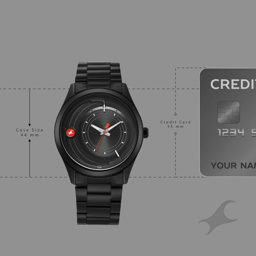 Fastrack Groove Quartz Analog Black Dial Black Stainless Steel Strap Watch For Guys NU3317NM02
